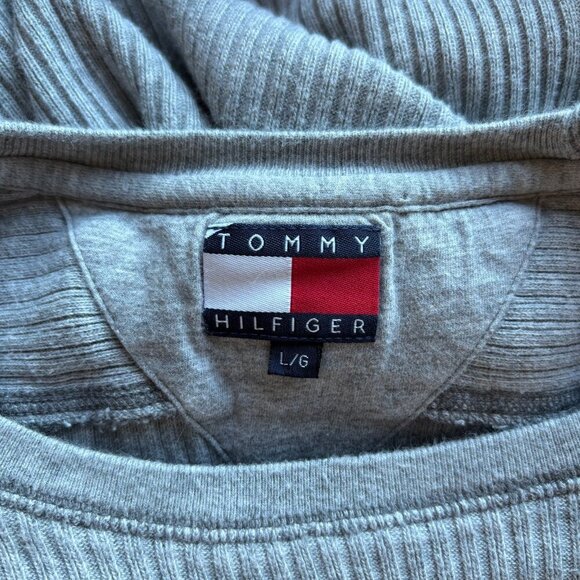 Tommy Hilfiger Men's Large Long Sleeve Ribbed Thermal Gray Layering 90s Vibe - Picture 4 of 12